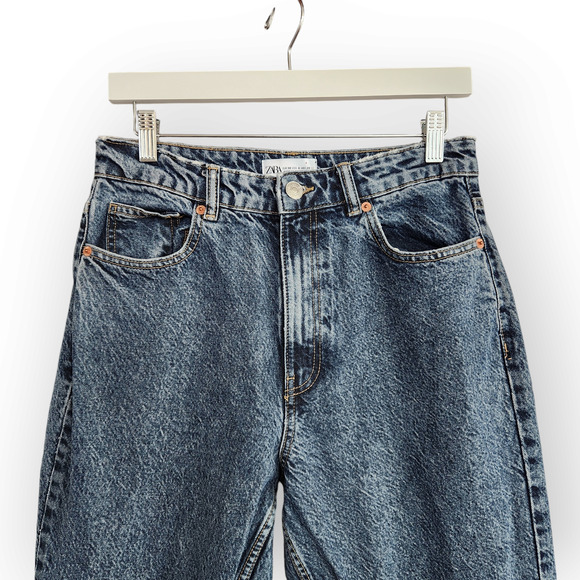 Zara 80s Inspired High Waisted Acid Washed Mom Jeans 6 - Picture 2 of 8
